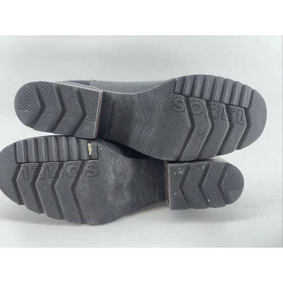 Sorel Cate Cut Out Ankle Boots Women's 8 Black Leather Booties Block Heel Suede - Picture 10 of 10